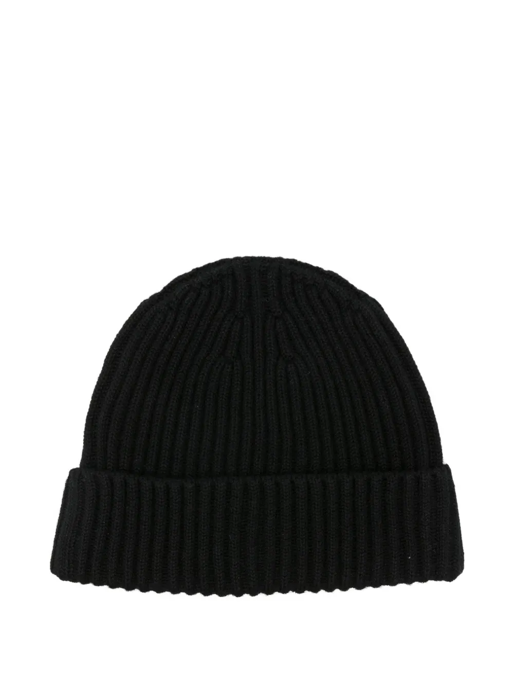 Stone Island Logo-patch Ribbed Beanie In Black
