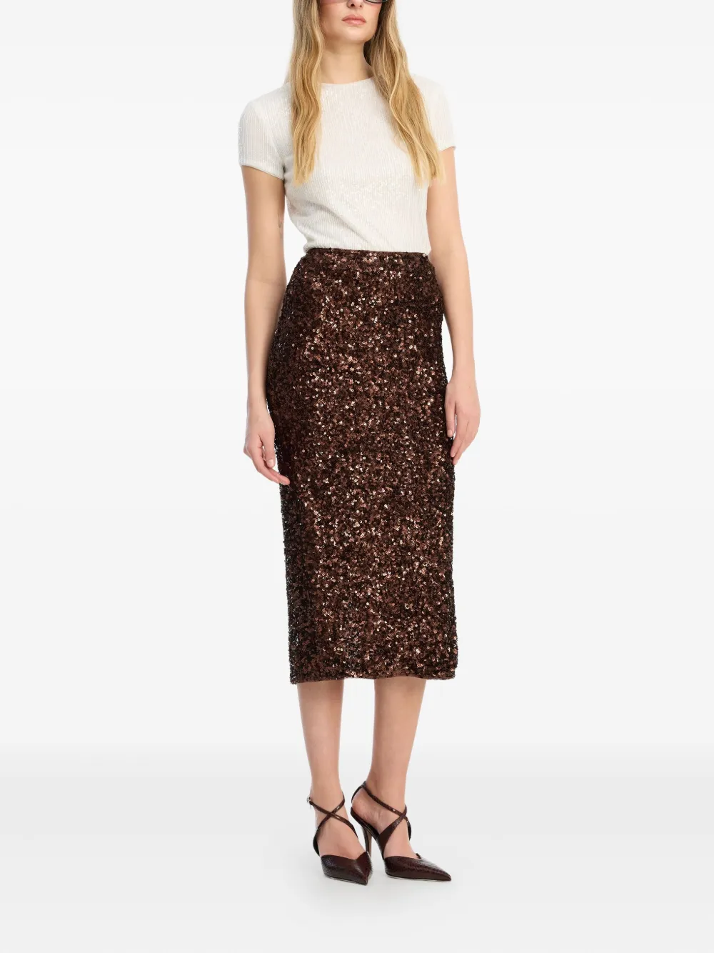 ROTATE BIRGER CHRISTENSEN sequin-embellished midi pencil skirt | Pencil Skirts | Image 2