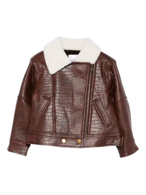 Pinko Kids crocodile-embossed leather jacket