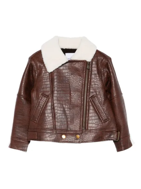 Pinko Kids crocodile-embossed leather jacket