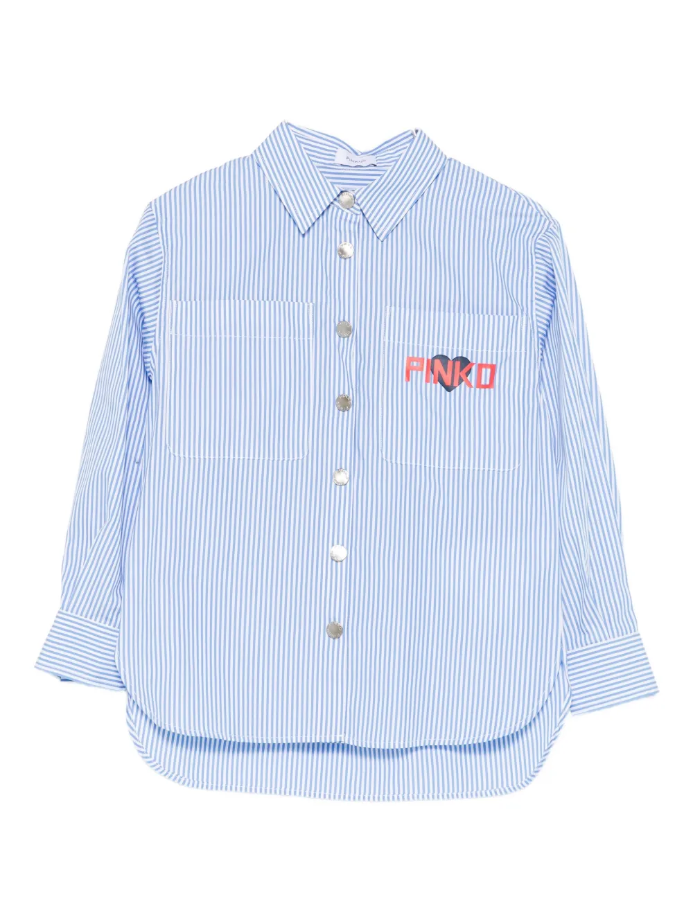 Pinko Kids logo-print striped shirt | Blue | Image 1