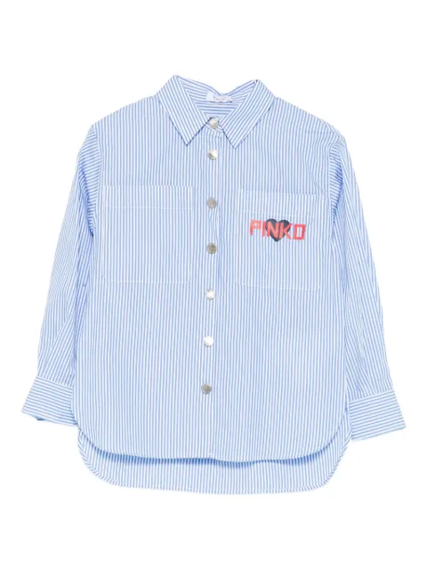 Pinko Kids logo-print striped shirt