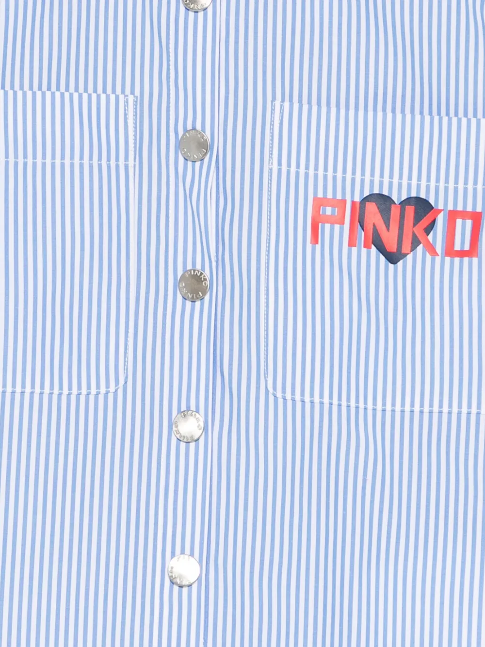 Pinko Logo-print Striped Shirt In Blue