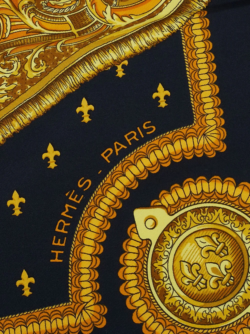 Pre-owned Hermes 20th Century Selles A Housse Silk Scarf Scarves In Blue
