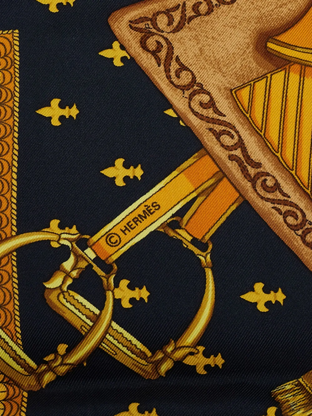 Pre-owned Hermes 20th Century Selles A Housse Silk Scarf Scarves In Blue