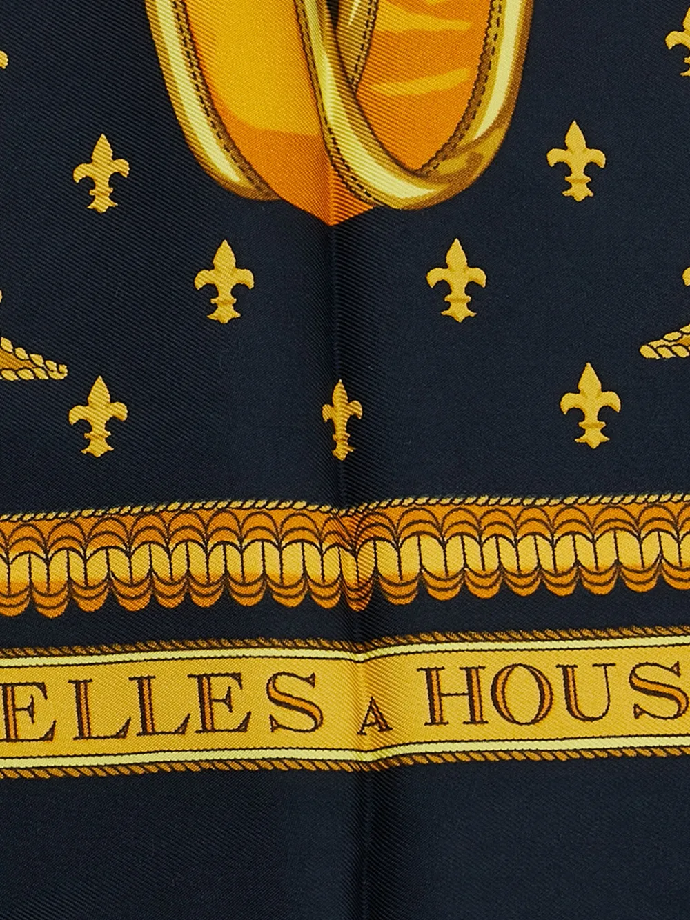 Pre-owned Hermes 20th Century Selles A Housse Silk Scarf Scarves In Blue