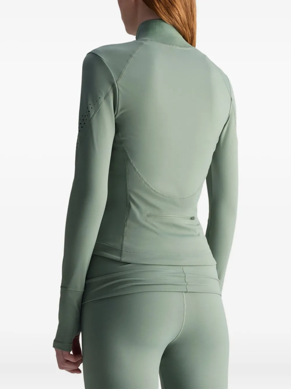 Adidas By Stella Mccartney Perforated Zip Jacket In Green