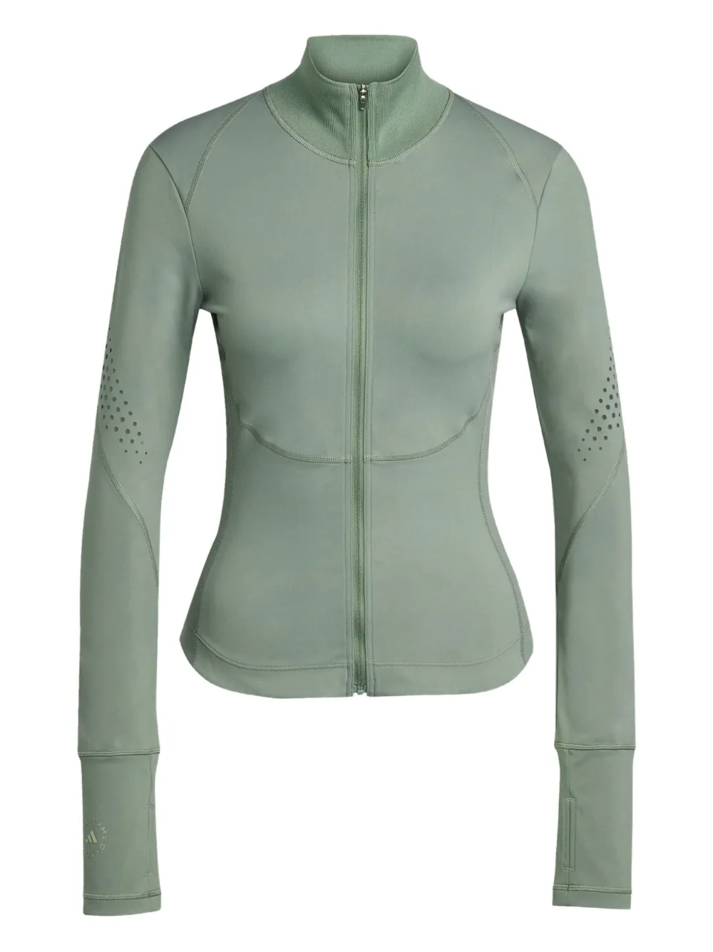 Adidas By Stella Mccartney Perforated Zip Jacket In Green