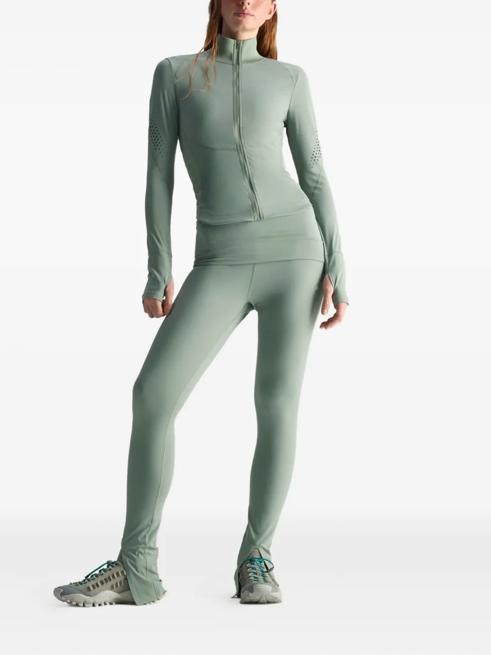 Adidas By Stella Mccartney Perforated Zip Jacket In Green