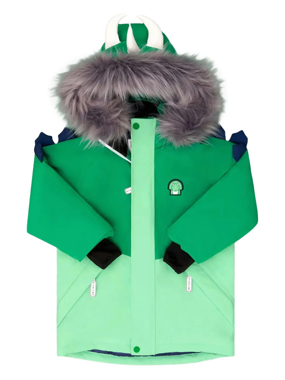Roarsome Spike dinosaur ski jacket | Green | Image 1