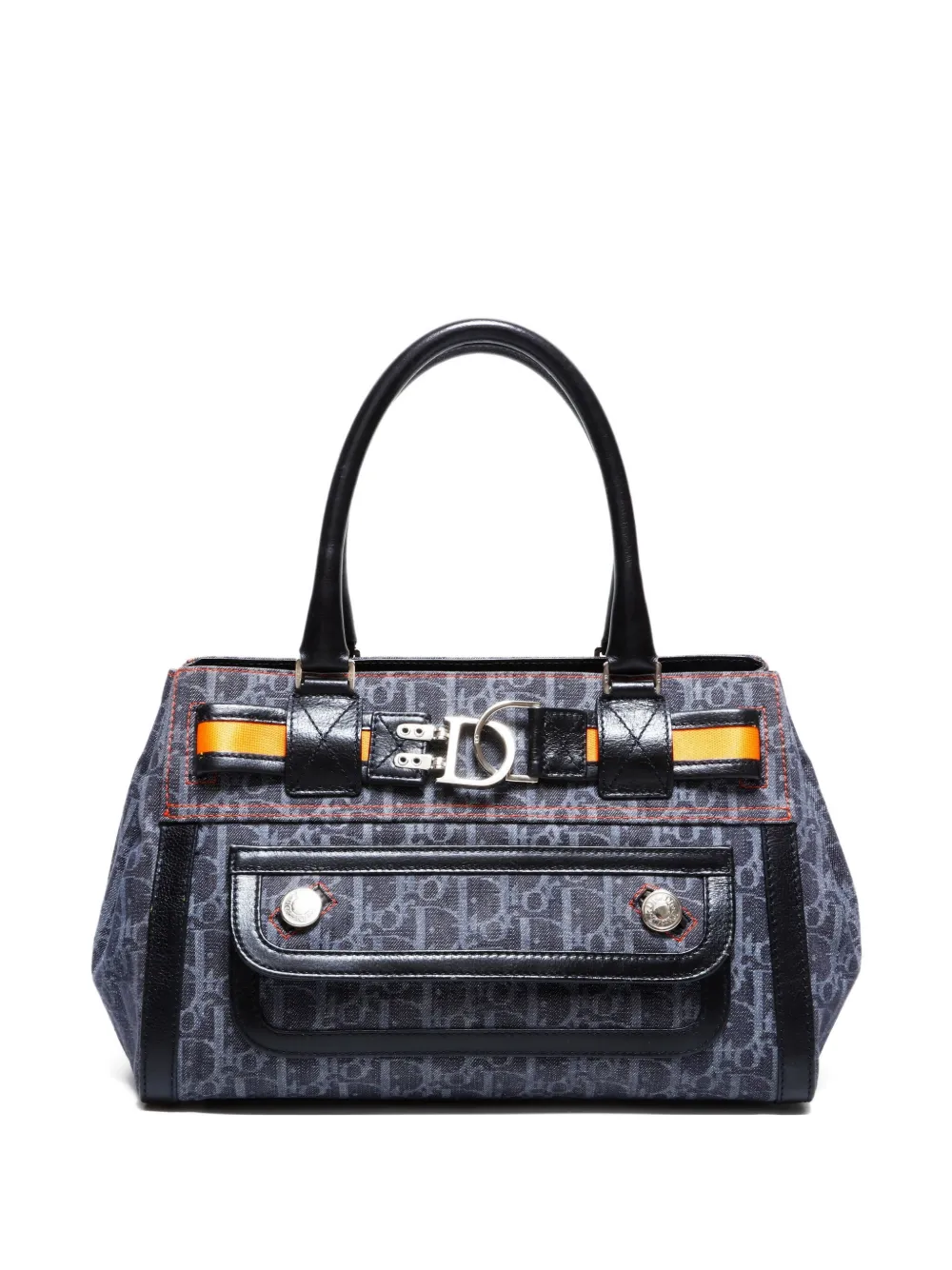 Pre-owned Dior 2000-2005s Trotter-monogram Denim-effect Tote Bag In Blue