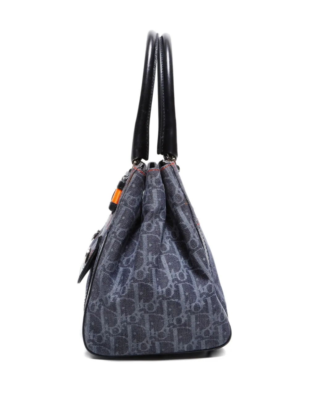 Pre-owned Dior 2000-2005s Trotter-monogram Denim-effect Tote Bag In Blue