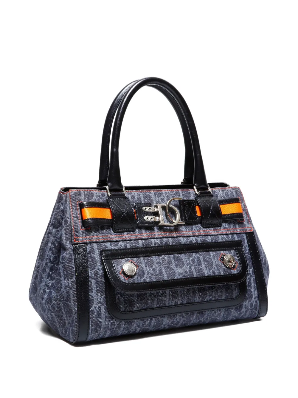 Pre-owned Dior 2000-2005s Trotter-monogram Denim-effect Tote Bag In Blue