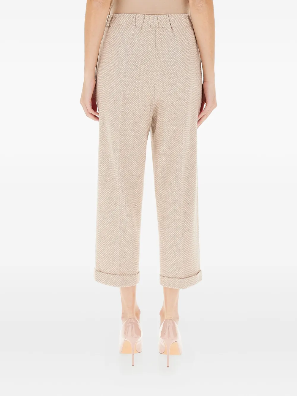 Liviana Conti Herringbone Cuffed Trousers In Animal Print