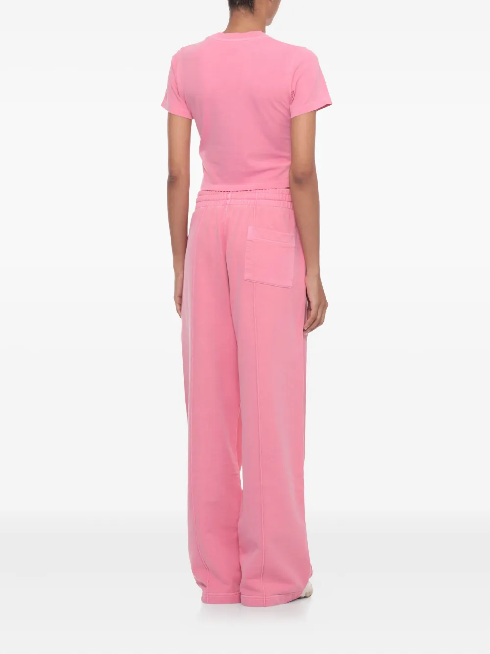 Casablanca Cropped Cotton T-shirt Embroidered Logo In Pink