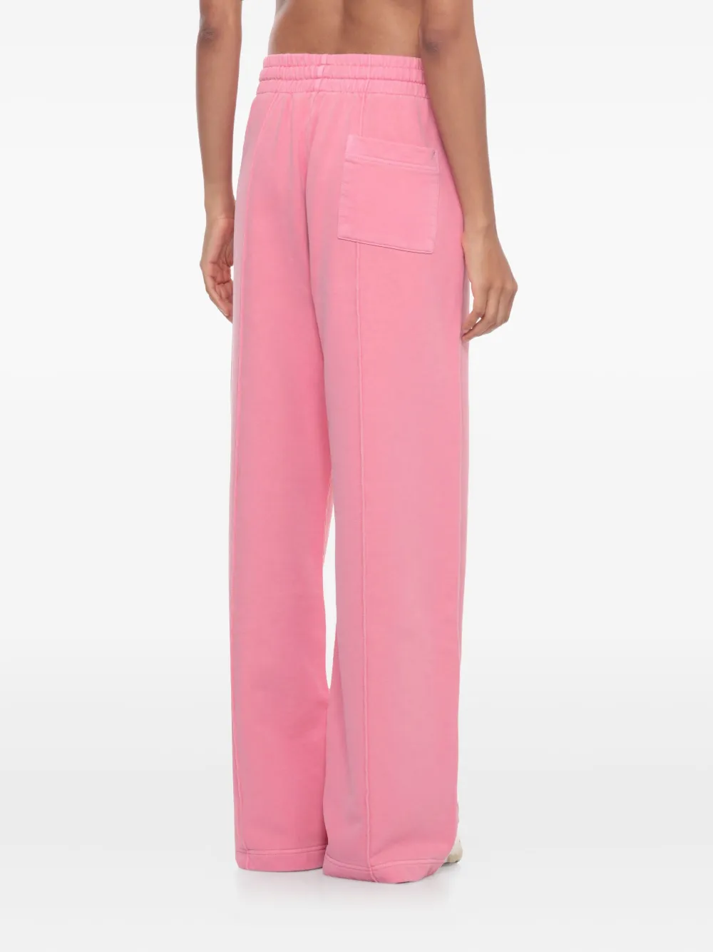 Casablanca Relaxed Wide-leg Cotton Pants With Embroidered Patches In Pink