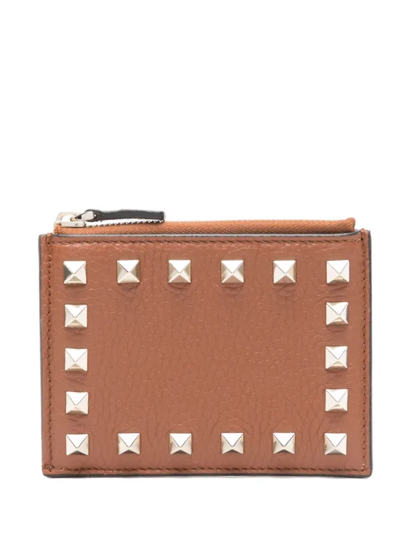 Valentino Garavani ロックスタッズ 財布 | ブラウン | FARFETCH JP
