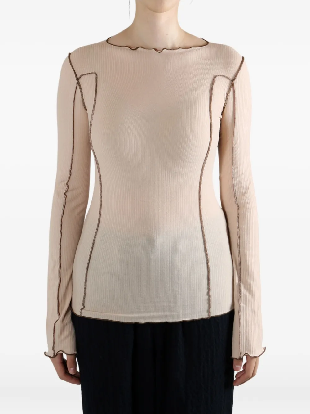 Baserange Boat Neck Long-sleeved T-shirt In Gold