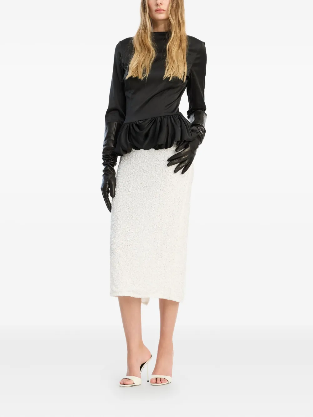 Rotate Birger Christensen Sequin-embellished Midi Pencil Skirt In White