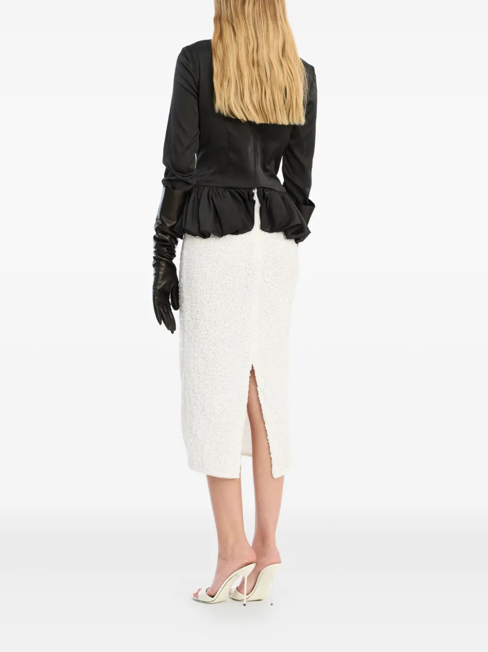 Rotate Birger Christensen Sequin-embellished Midi Pencil Skirt In White