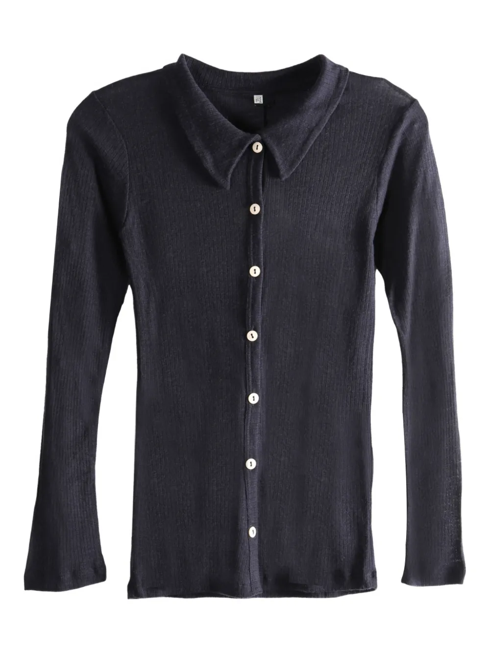 Baserange buttoned collared top | Black | Image 1