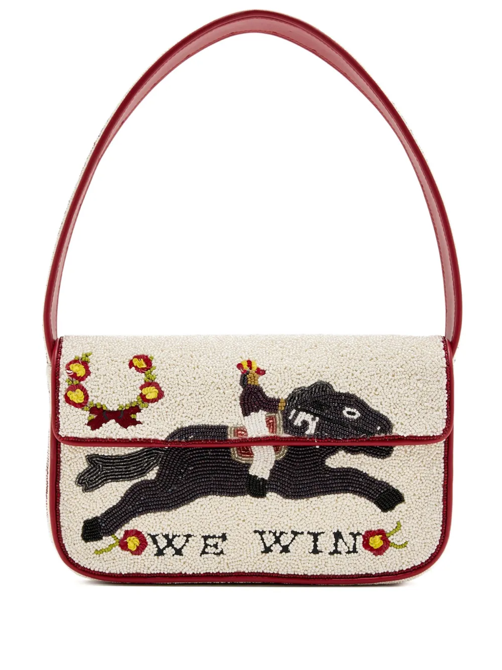 STAUD bead-embellished shoulder bag - Neutrals