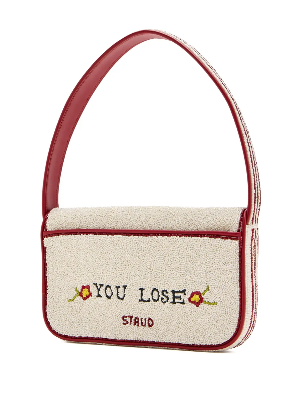 STAUD bead-embellished shoulder bag - Beige