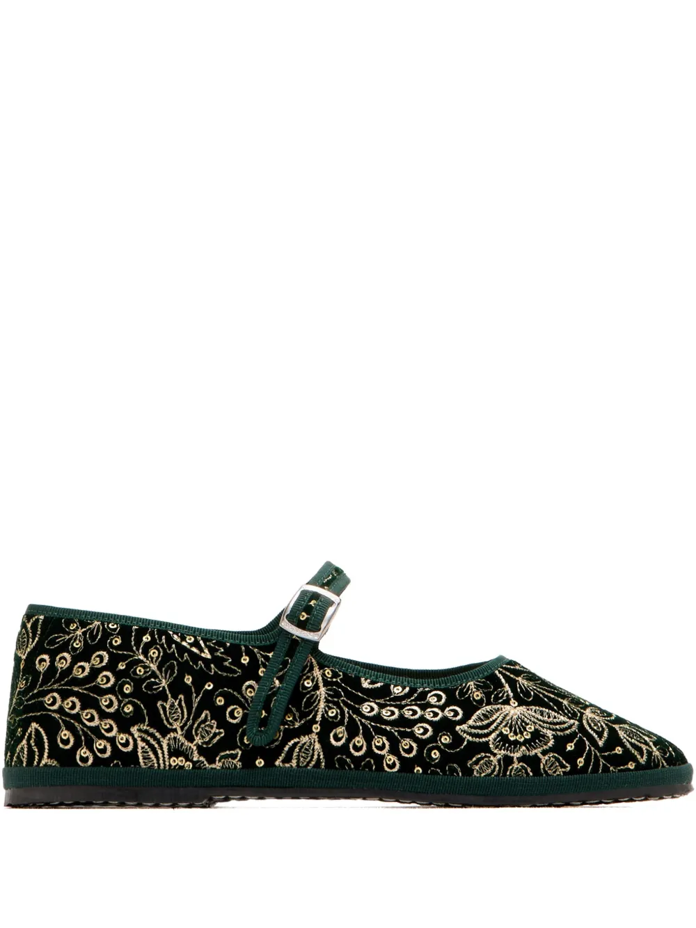 CAPULETTE velvet ballet flats | Green | Image 1