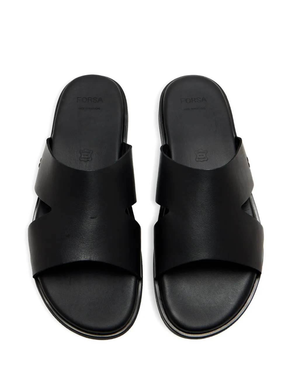 Forsa Leather Slides In Black