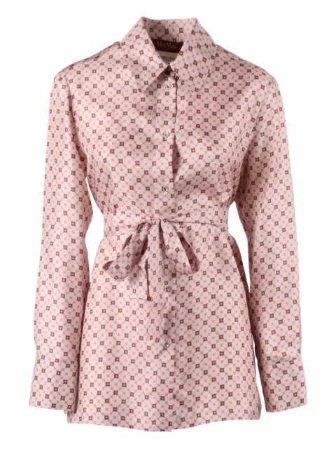 Max Mara Boccale belted geometric-print shirt