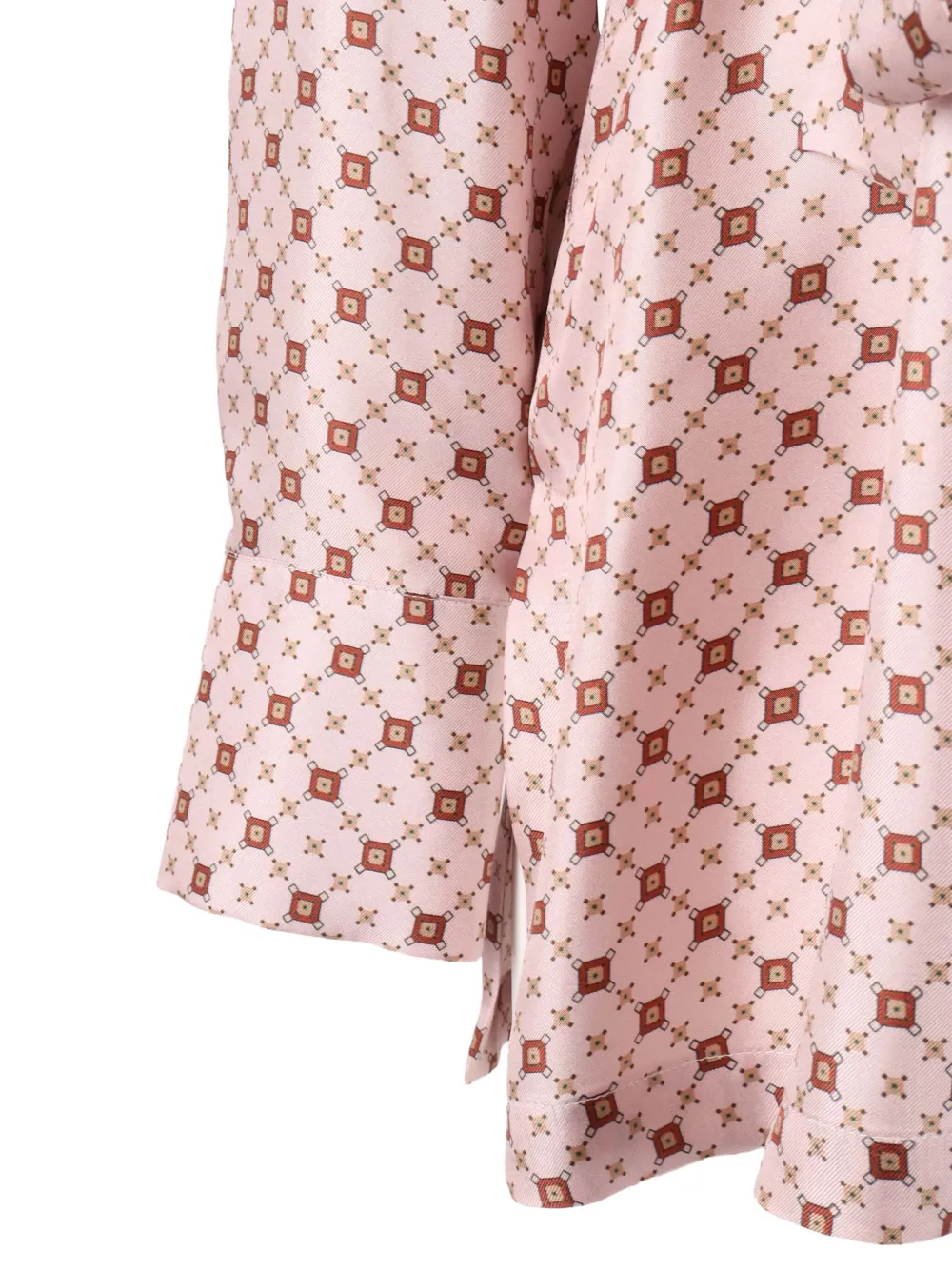 Max Mara Boccale Belted Geometric-print Shirt In Pink