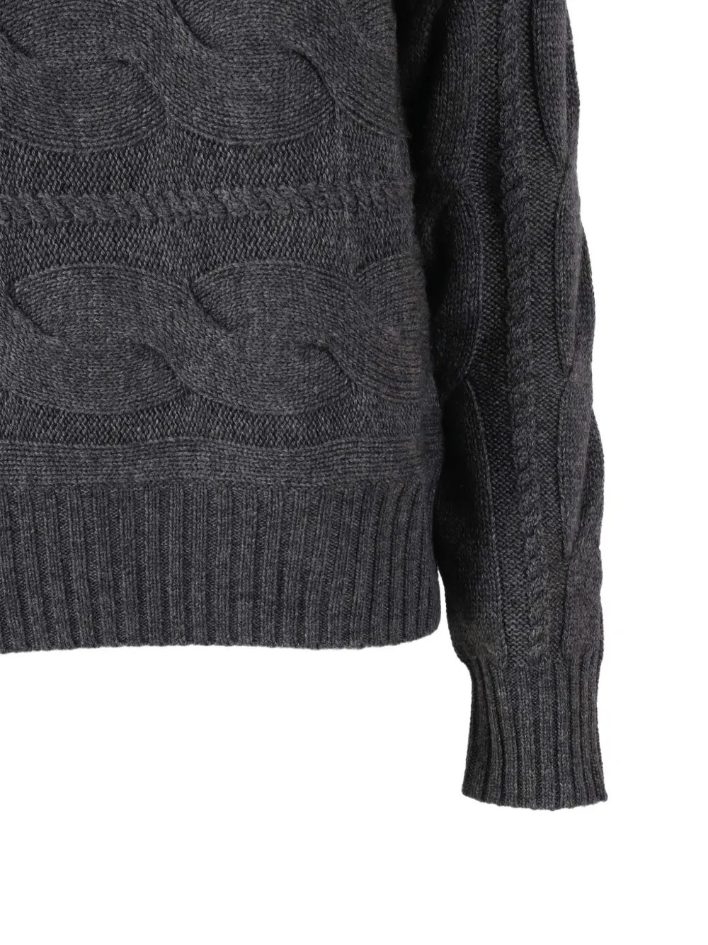 Max Mara Cable-knit Roll-neck Top In Gray