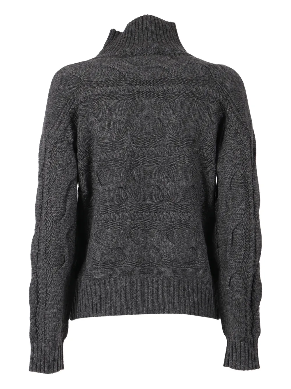 Max Mara Cable-knit Roll-neck Top In Gray