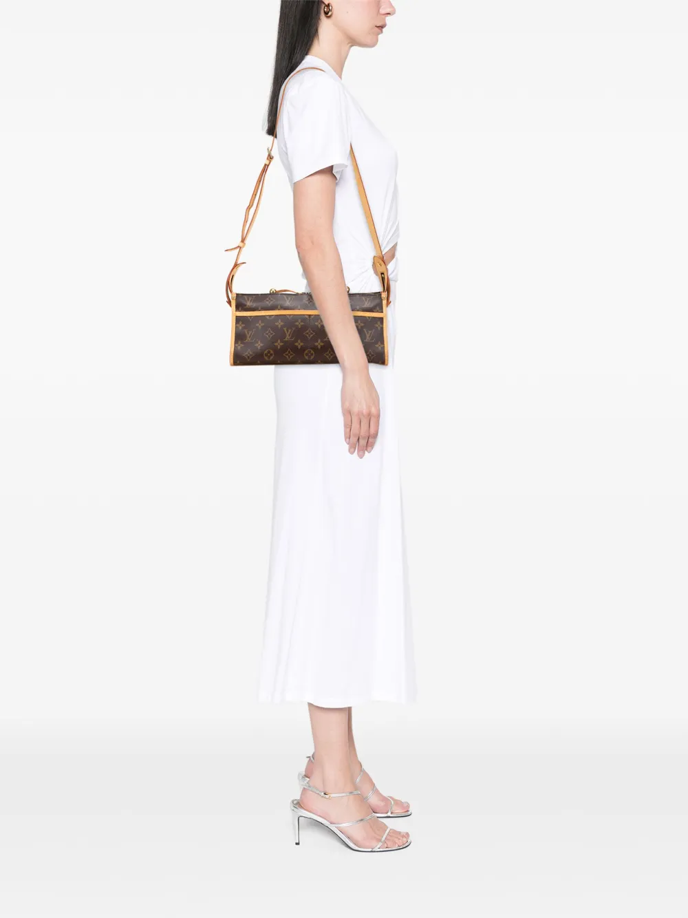 Pre-owned Louis Vuitton 2005 Monogram Popincourt Long Crossbody Bag In Brown