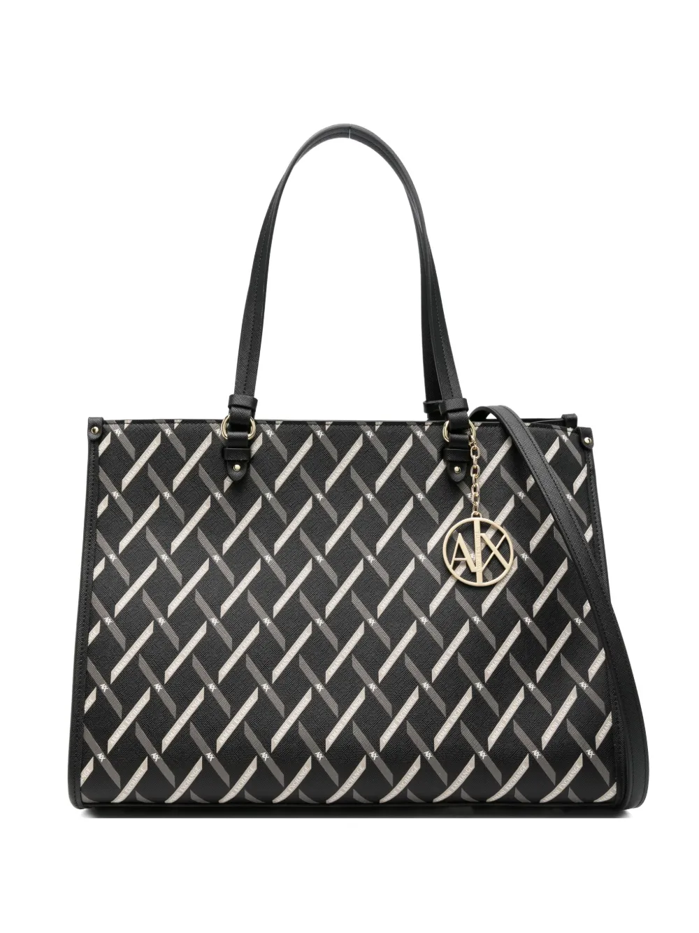 Armani Exchange Geometric-pattern Tote Bag In Black