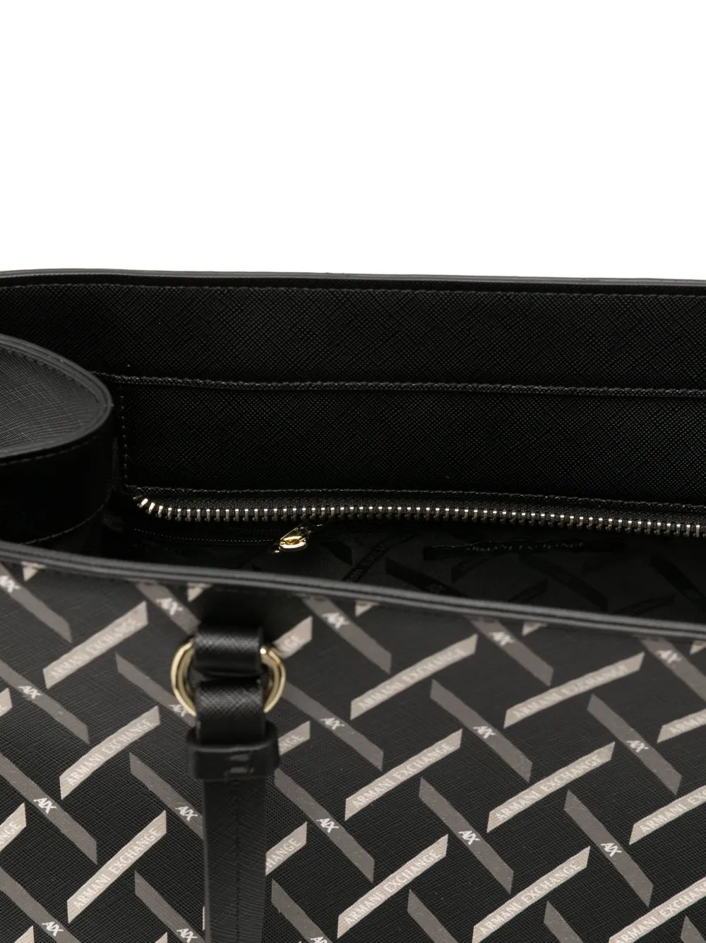 Armani Exchange Geometric-pattern Tote Bag In Black