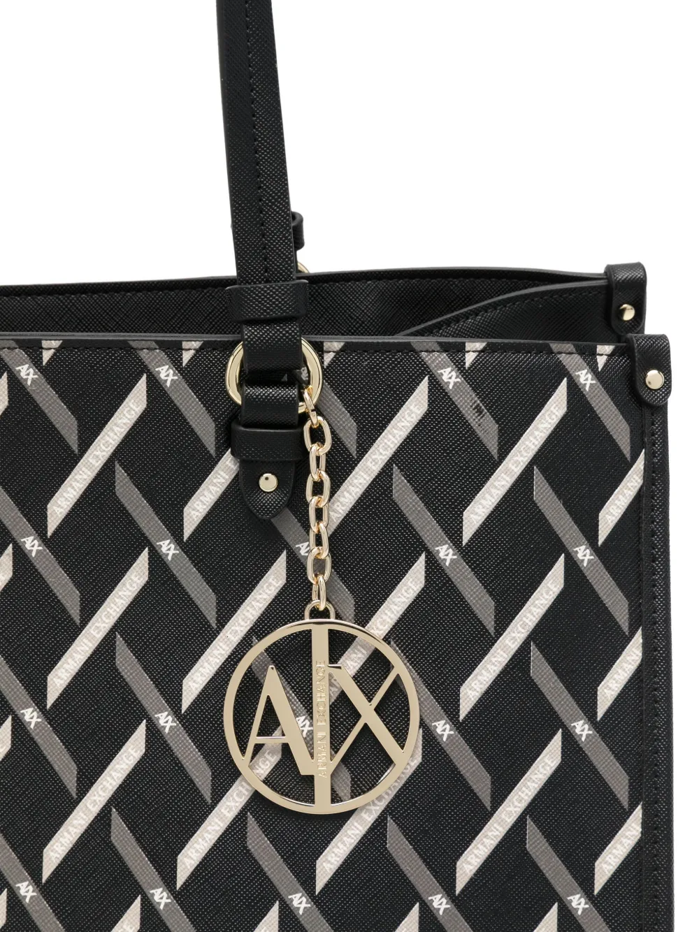 Armani Exchange Geometric-pattern Tote Bag In Black