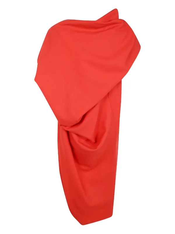 Issey Miyake Uni-form Wool Asymmetric-design Midi Dress - Red Issey Miyake Uni-form Wool Asymmetric-design Midi Dress - Red