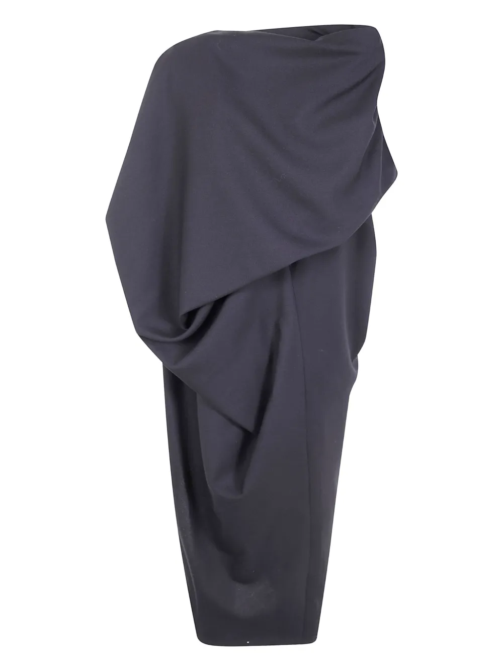 Issey Miyake Uni-Form(Wool) asymmetric design midi dress - Zwart