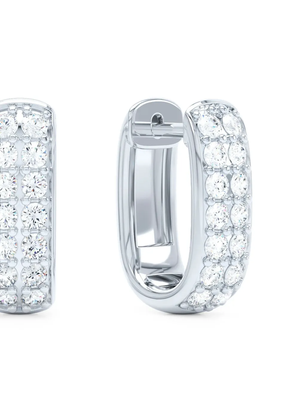 LOEV  14K white gold Allday diamond huggie earrings | Fine Jewelry | Image 2