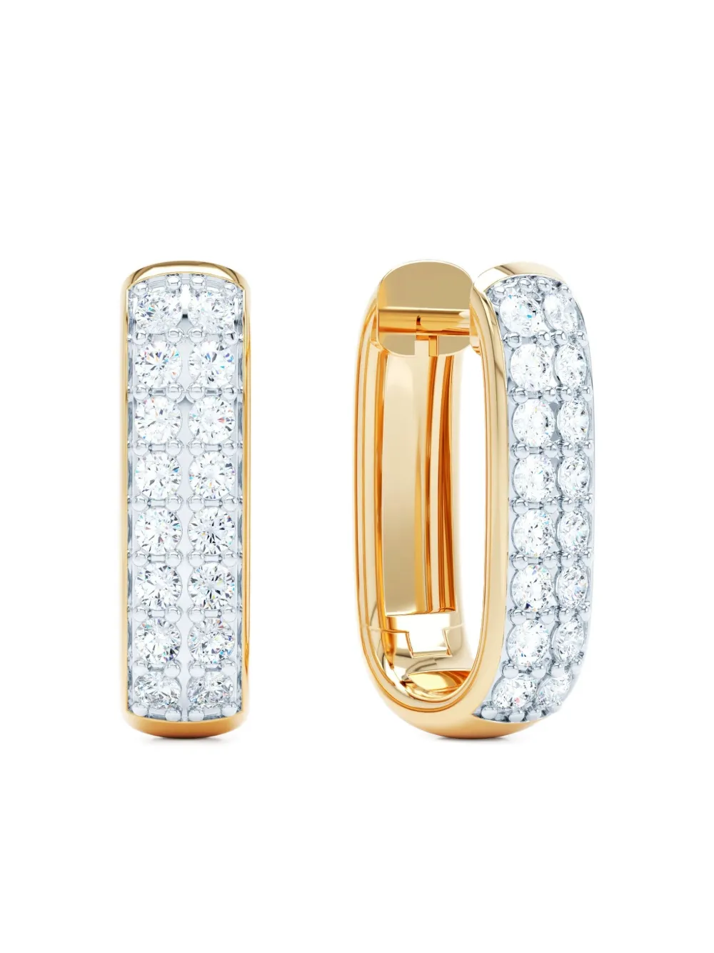 LOEV 14K yellow gold Allday Elongated diamond huggie earrings - Oro