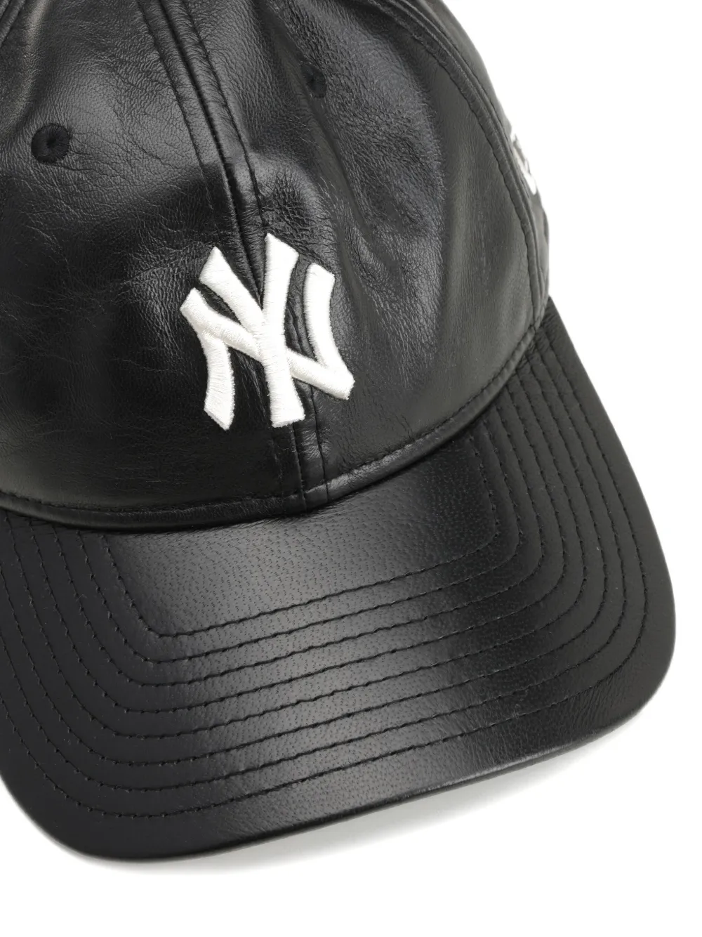 New Era New York Yankees Leather Cap In Black