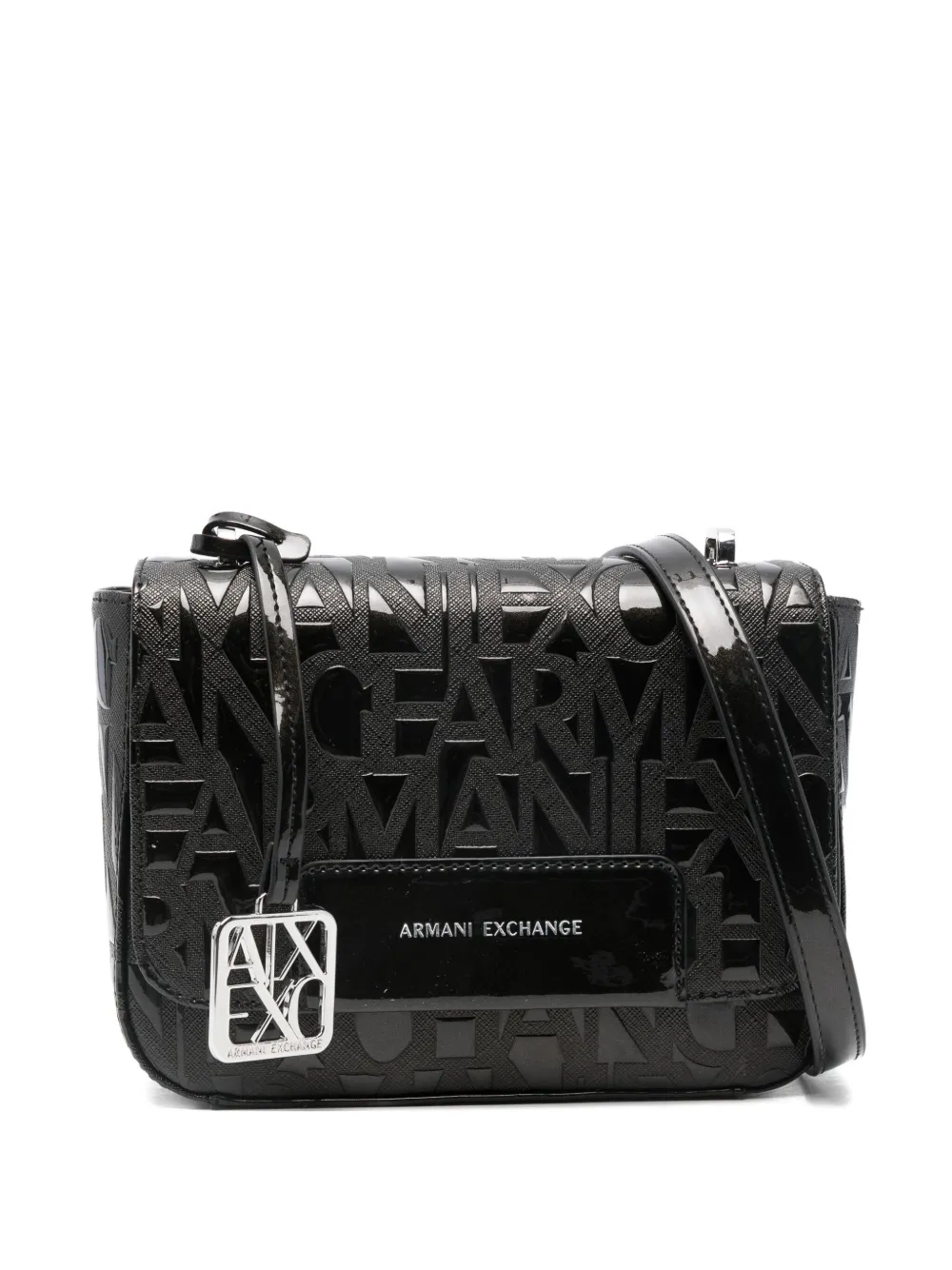 Armani Exchange Logo-embossed Satchel Bag In Black