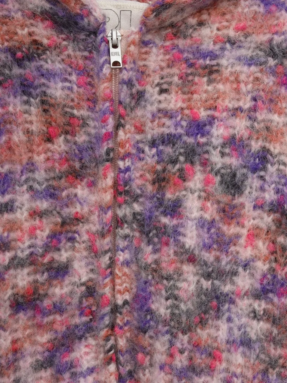 Erl Zipped Hooded Knit Hoodie In Multi