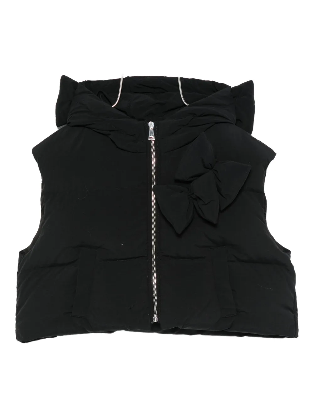 Simonetta bow-detail hooded gilet | Black | Image 1