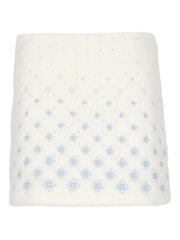 Casablanca Floral-motif A-line Skirt in White