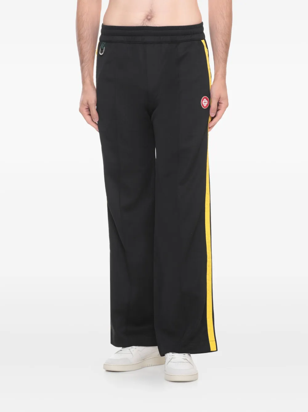 Casablanca Wide Leg Trousers Featuring Metallic Front In Black