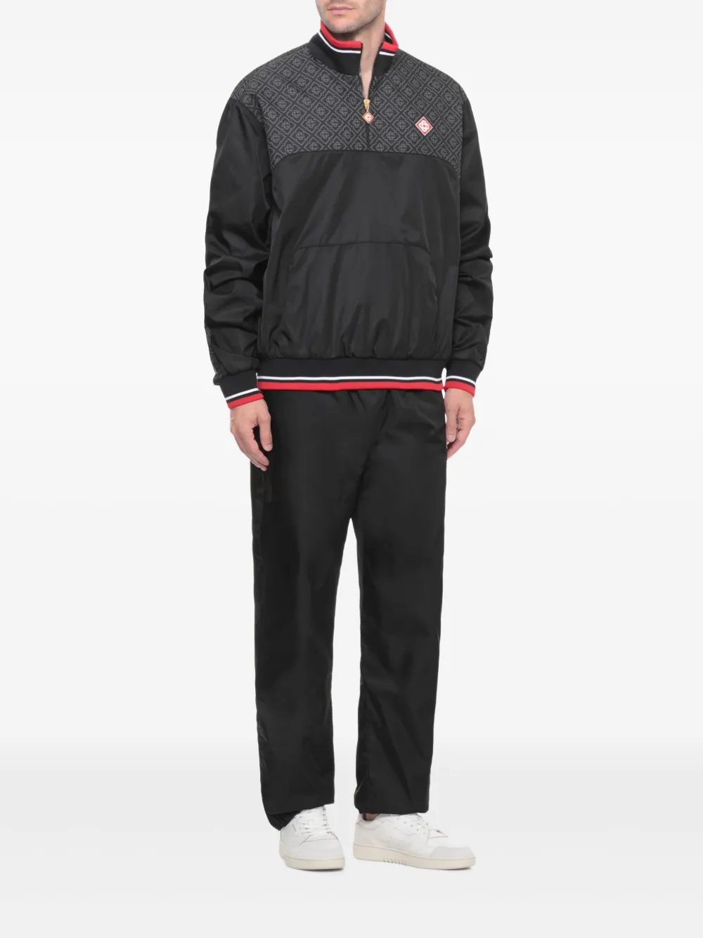 Casablanca Trui met halve rits en monogram Zwart