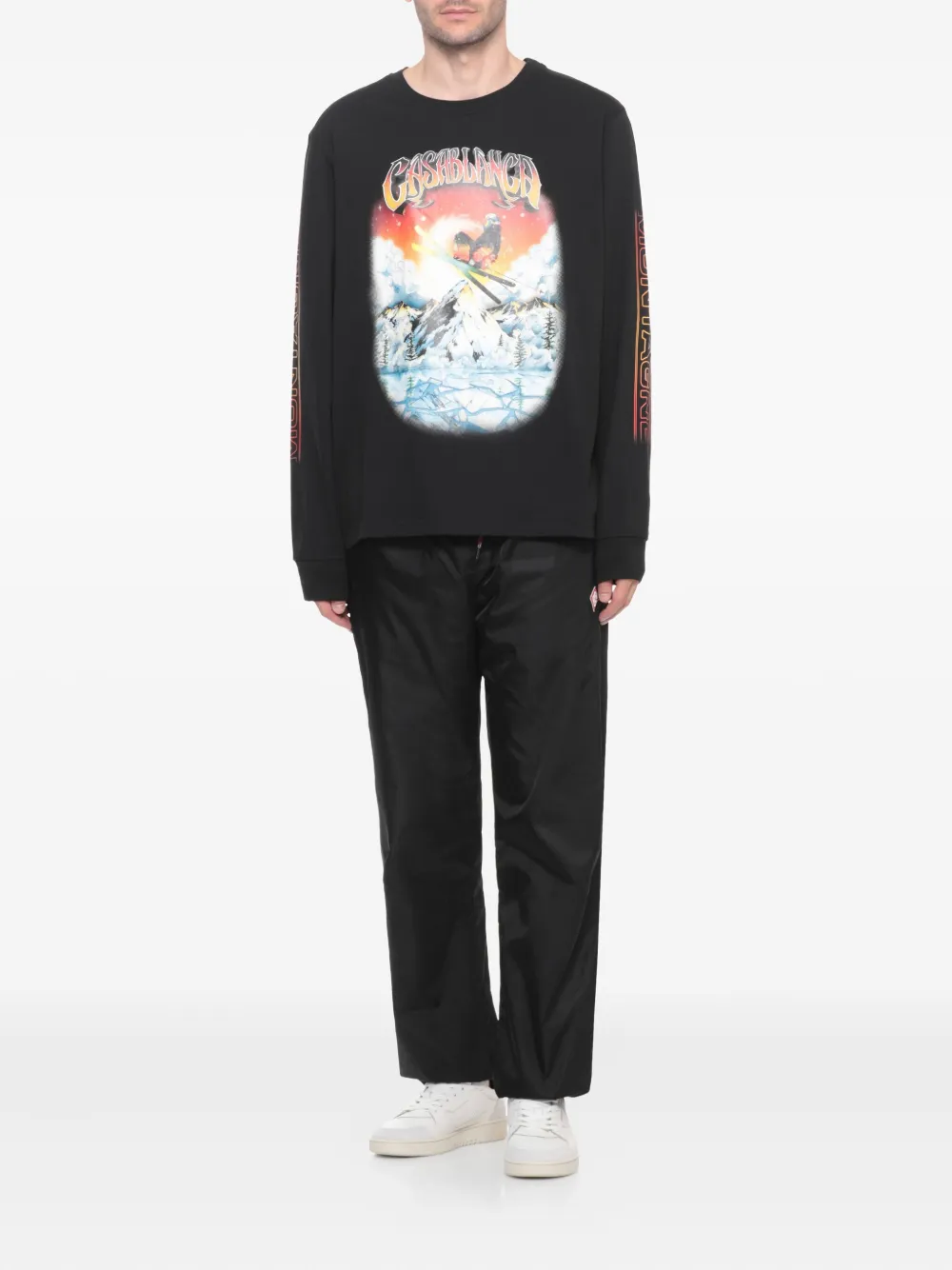 Casablanca printed long-sleeve T-shirt - Zwart