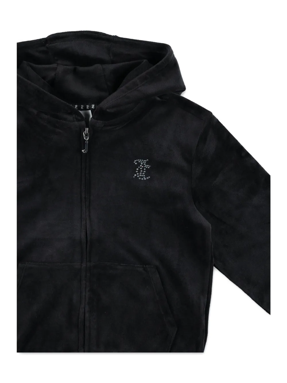 Juicy Couture Embellished Zipped Hoodie In Black